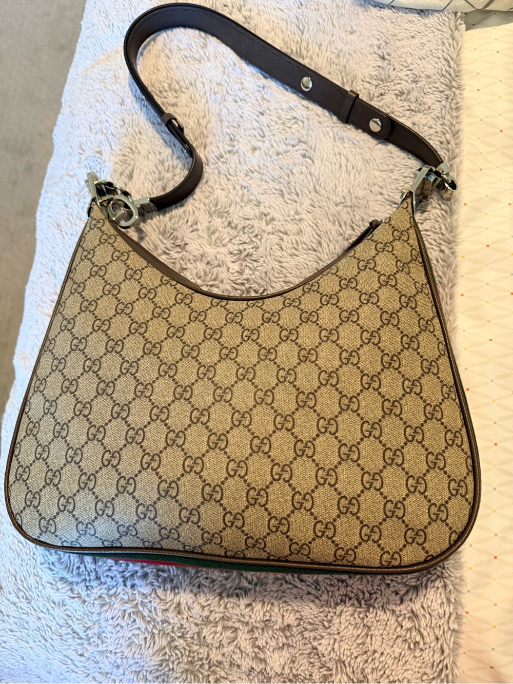 Luxe Designer Inspired supreme Logo attaché Hobo Bag - Picture 3 of 11
